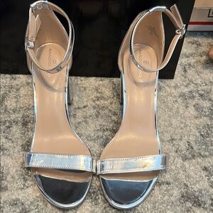Bandolino Silver Stiletto Heels with Ankle Strap